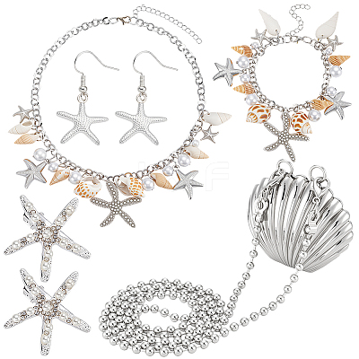 Alloy Crossbody Bags & Alligator Hair Clips & Bib Necklaces & Earrings & Charm Bracelets Sets SJEW-UN0001-13-1