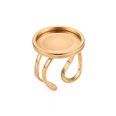 201 Stainless Steel Cuff Ring Findings STAS-S080-040E-G-1