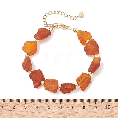 Raw Rough Natural Amber and Electroplate Non-magnetic Synthetic Hematite Beaded Bracelets for Women BJEW-JB13627-1