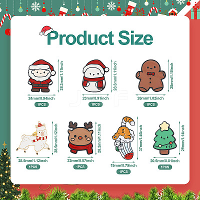 7Pcs 7 Style Christmas Tree & Deer & Gingerbread Man Enamel Pin JEWB-TA0001-11-1