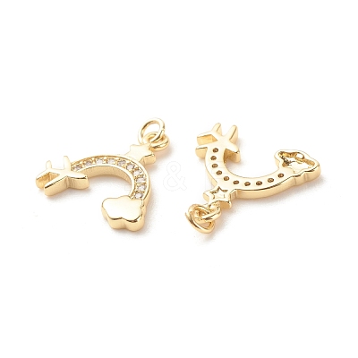Brass Micro Pave Clear Cubic Zirconia Pendants ZIRC-P099-02G-1