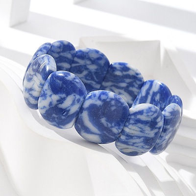 Handmade Lampwork Beaded Stretch Bracelets for Men Women BJEW-G738-01B-13-1