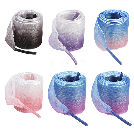 5 Pairs 5 Colors Gradient Organza Shoelaces AJEW-SP0003-10-1