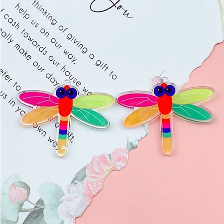 Rainbow Color Printed Acrylic Pendants LS-OACR-B006-01E-1