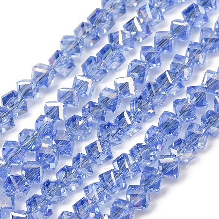 Electroplate Transparent Glass Beads Strands GL-CBA7A17-01A-06-1