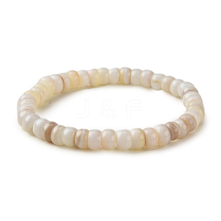 Rondelle Natural Freshwater Shell Beaded Stretch Bracelets for Women BJEW-JB10911-1