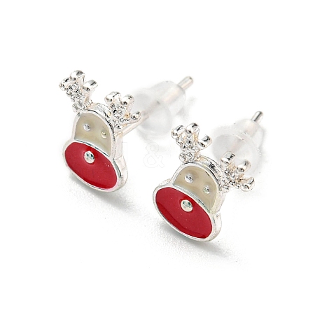 Christmas Theme Brass Stud Earrings LS-EJEW-D062-01I-S-1