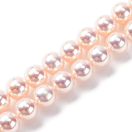 UV Plating Pearlized Glass Pearl Beads Strands GLAA-F128-01A-T09-1
