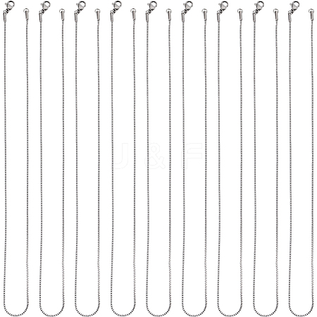 12Pcs 304 Stainless Steel Box Chain Necklaces Set NJEW-SC0001-21-1