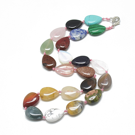 Natural & Synthetic Gemstone Beaded Necklaces NJEW-S396-22-1