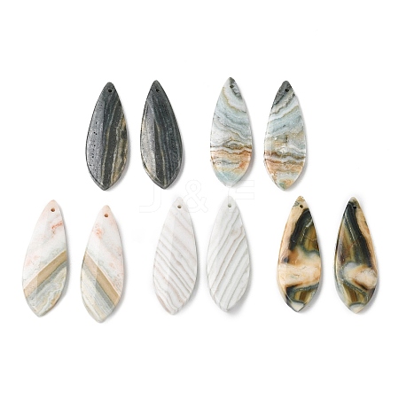 Natural Indian Green Line Jasper Pendants G-Z151-02F-1