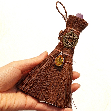 Natural Amethyst Witch Altar Broom Charm Ornament PW-WG45CD3-09-1