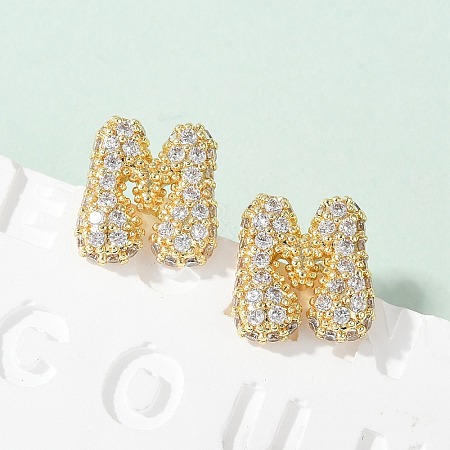 Brass Micro Pave Cubic Zirconia Stud Earrings EJEW-Z091-04G-M-1