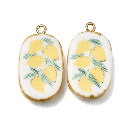 Fruit & Floral & Animals Printed Handmade Porcelain Pendants STAS-Z207-01G-03-1