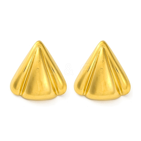 Ion Plating(IP) 304 Stainless Steel Triangle Stud Earrings EJEW-K295-09G-1