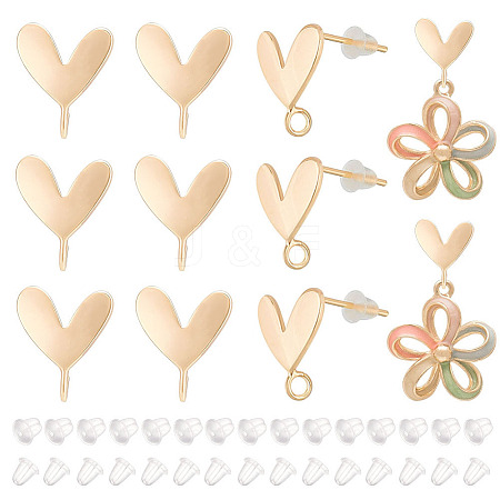 BENECREAT 12Pcs Brass Stud Earrings Finding KK-BC0011-10-1