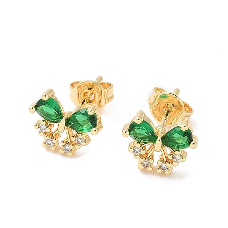 Brass Micro Pave Cubic Zirconia Stud Earrings EJEW-M103-09G-1