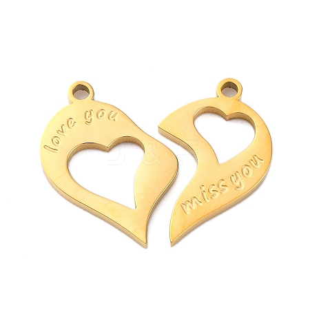304 Stainless Steel Split Pendants STAS-H235-03C-G-1