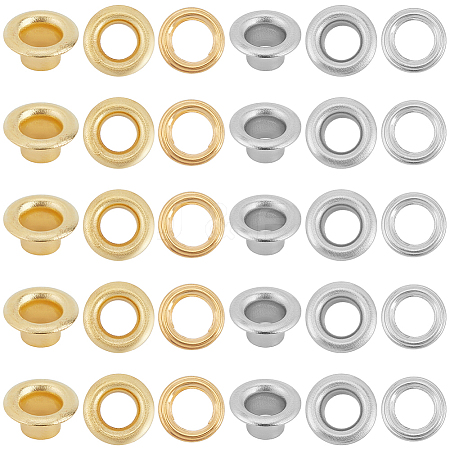 200Pcs 2 Colors Iron Grommet Eyelet Findings IFIN-GF0001-59A-1