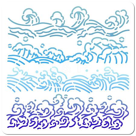 Wave PET Plastic Hollow Out Drawing Painting Stencils Templates DIY-WH0244-280-1