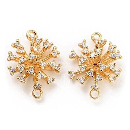 Brass Micro Pave Clear Cubic Zirconia Connector Charms KK-Q789-45G-1