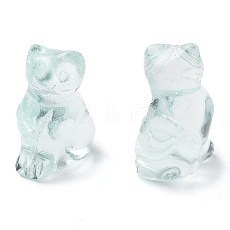 Glass Carved Cat Figurines DJEW-L023-B28-1