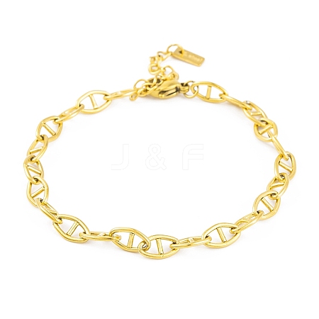 Ion Plating(IP) 304 Stainless Steel Mariner Link Chain Bracelets for Women BJEW-A013-01G-1