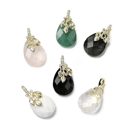 Natural Mixed Gemstone Faceted Teardrop Pendants KK-D021-03G-1
