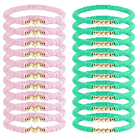 36Pcs 2 Style Handmade Polymer Clay Heishi Beads Stretch Bracelets BJEW-WA00001-1