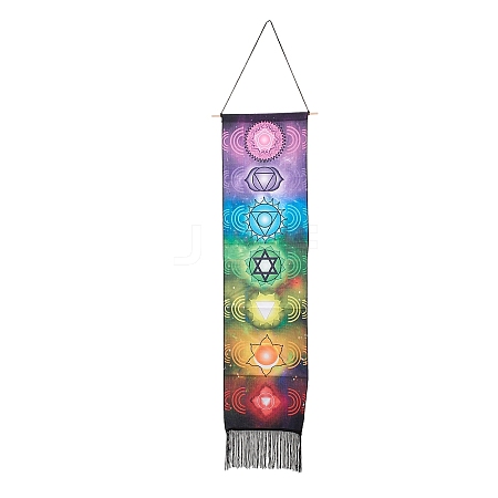 Chakra Theme Linen Wall Hanging Tapestry DJEW-B006-03D-1