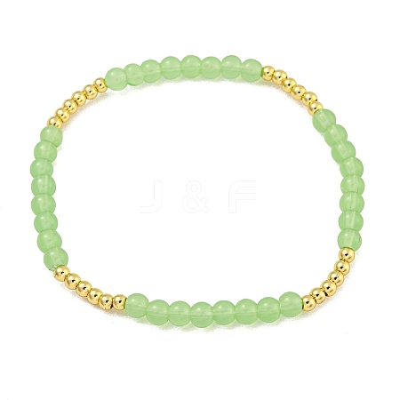 Rack Plating Brass with Crystal Round Beaded Bracelets for Women BJEW-B106-20G-01-1