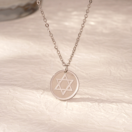 Stylish 304 Stainless Steel Star of David Pendant Necklace for Women's Daily Wear NW9851-2-1