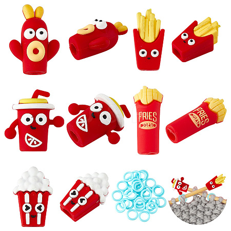 BENECREAT Fast Food Theme Silicone Knitting Needle Point Protectors AJEW-BC0006-93-1