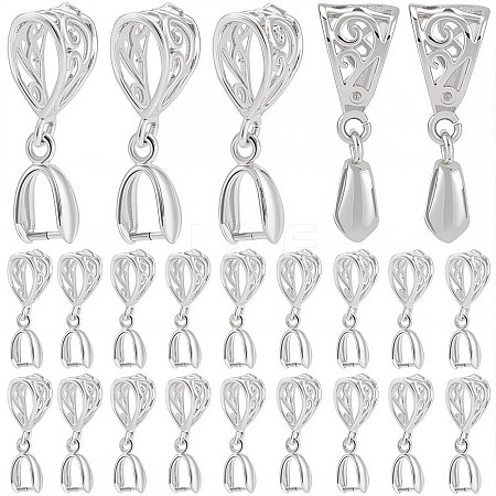 30Pcs Filigree Rack Plating Brass Pendant Pinch Bails KK-SP0002-02-1