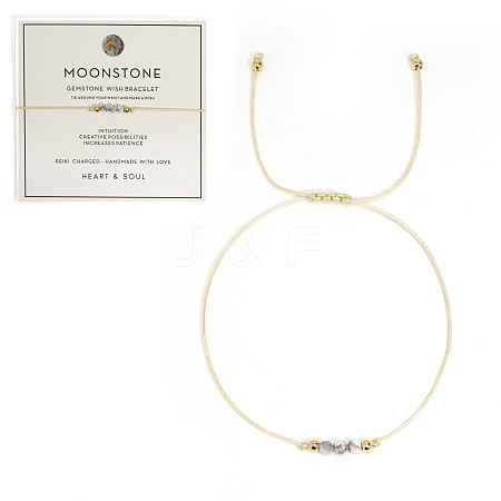 Natural Moonstone Braided Beads Bracelets for Women LS-LU0568-5-1