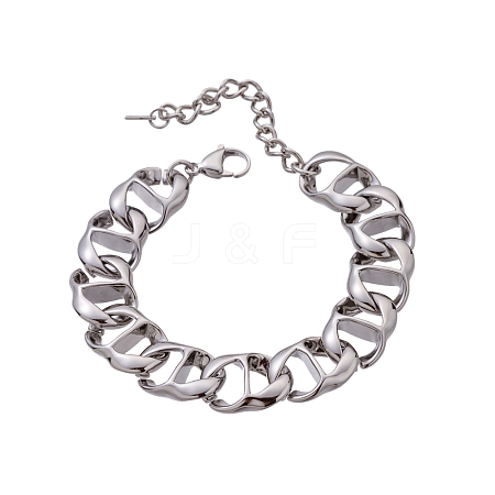 304 Stainless Steel Twisted Mariner Link Chain Bracelets for Women STAS-OY012-45P-1
