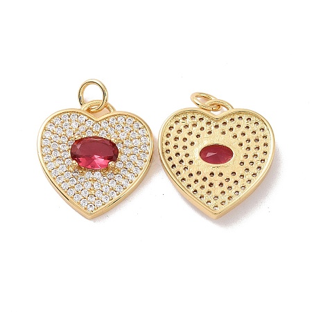 Heart Brass Micro Pave Cubic Zirconia Pendants KK-G435-01G-02-1
