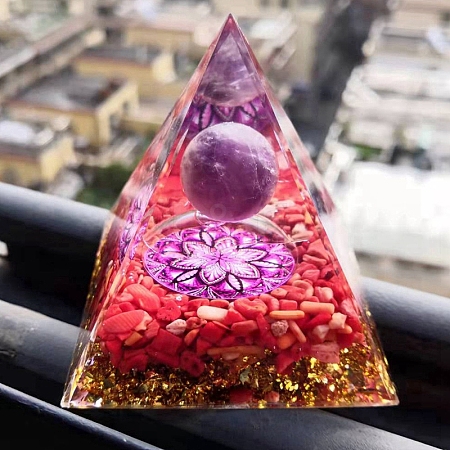 Orgonite Pyramids with Natural Red Jasper PW-WG59452-01-1