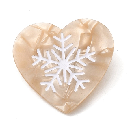 Heart with Snowflake Cellulose Acetate(Resin) Alligator Hair Clips PHAR-Q120-02B-1