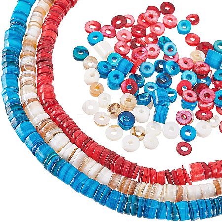  3 Strands 3 Colors Shell Beads Strands SSHEL-NB0001-28-1