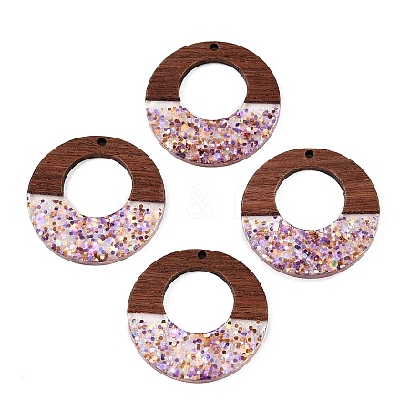 Epoxy Resin & Walnut Wood Pendants RESI-T057-09C-1