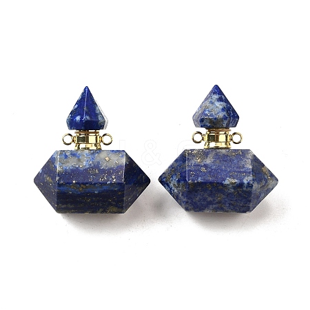 Natural Lapis Lazuli Perfume Bottle Pendants G-L623-08G-07-1
