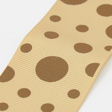 1-5/8 inch(40mm) Tan and Camel Dots Printed Grosgrain Ribbon Wedding Sewing DIY X-SRIB-A010-40mm-06-1