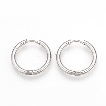 201 Stainless Steel Huggie Hoop Earrings MAK-R021-17mm-1