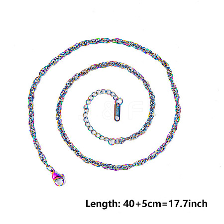 3MM Unisex 304 Stainless Steel Rope Chains Necklaces LM7295-5-1