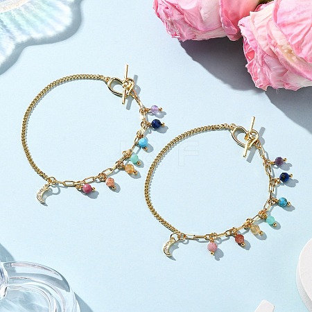 Brass Cubic Zirconia Charm Chain Bracelets BJEW-JB12364-02-1