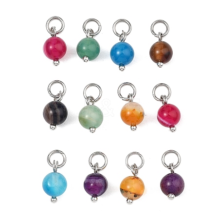Natural Striped Agate/Banded Agate Pendants PALLOY-JF05354-02-1
