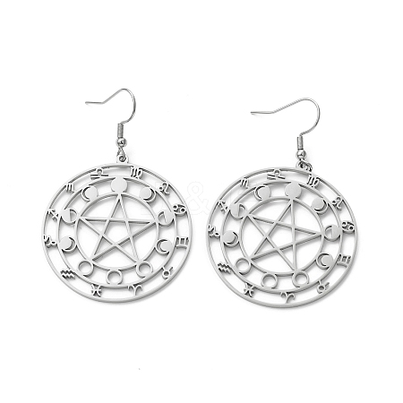 12 Constellations & Moon Phase & Star 304 Stainless Steel Dangle Earrings for Women EJEW-P222-01P-1