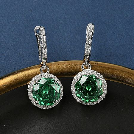 925 Sterling Silver Micro Pave Cubic Zirconia Hoop Earrings EJEW-B147-01A-02-1