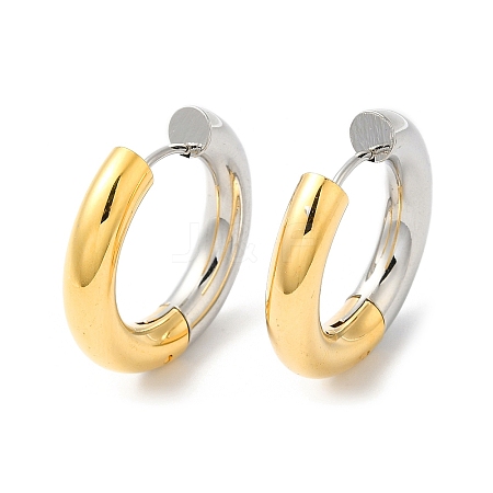 Two Tone Stainless Steel Huggie Hoop Earrings EJEW-P228-03A-1-1